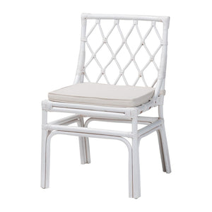 Baxton Studio bali Carwyn Bohemian Rattan Dining Chair – Handcrafted Comfort with Removable Cushion & Unique Style WS096-White Wash-Rattan-DC