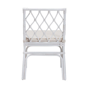 Baxton Studio bali Carwyn Bohemian Rattan Dining Chair – Handcrafted Comfort with Removable Cushion & Unique Style WS096-White Wash-Rattan-DC