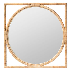 bali & pari Bayan Japandi Natural Rattan Wall Mirror