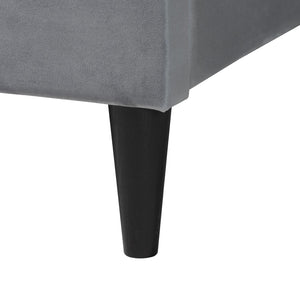 Baxton Studio Baxton Studio Payne Queen Bed in Grey Velvet & Dark Brown Wood - Modern Glam Design & Comfort CFSP0835-C-Grey-Queen