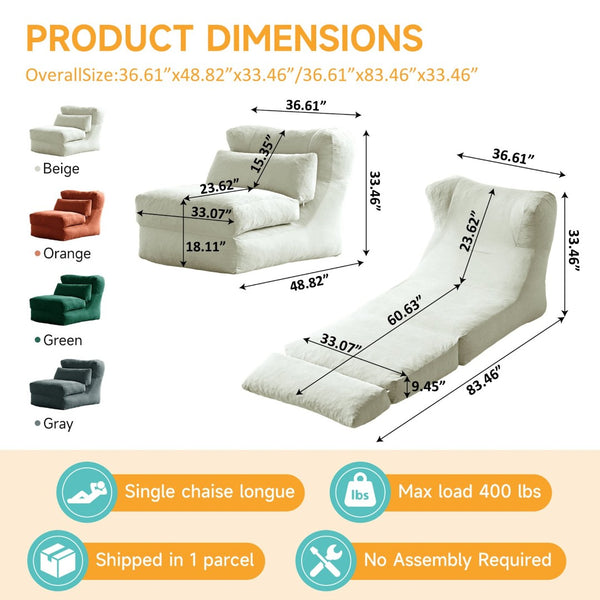 English Elm Cloud Corduroy Sleeper Chair Foldable High Density Foam Seat for Small Space Living Beige W1765P448558