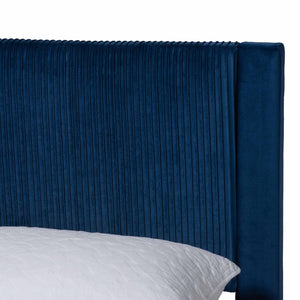 Baxton Studio Baxton Studio Elora Modern Velvet Queen Bed with Storage, Plush Navy Upholstery & Elegant Design CFSP0839-A-Navy Blue-Queen