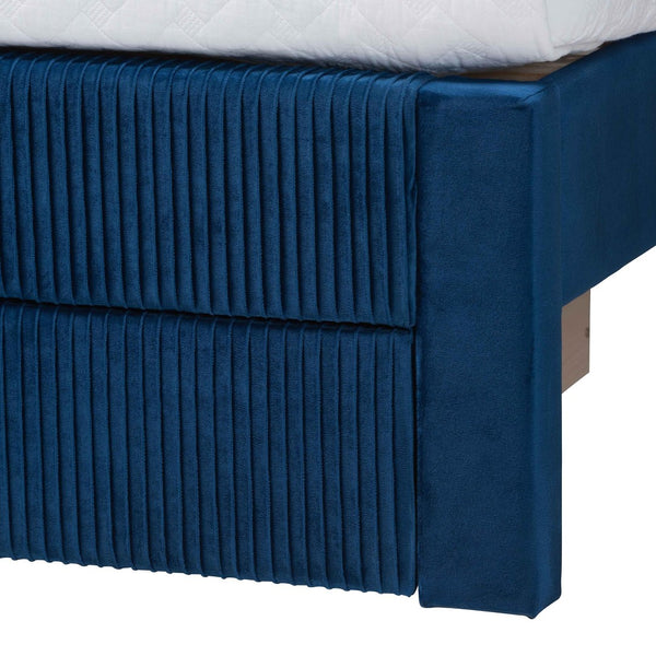 Baxton Studio Baxton Studio Elora Modern Velvet Queen Bed with Storage, Plush Navy Upholstery & Elegant Design CFSP0839-A-Navy Blue-Queen