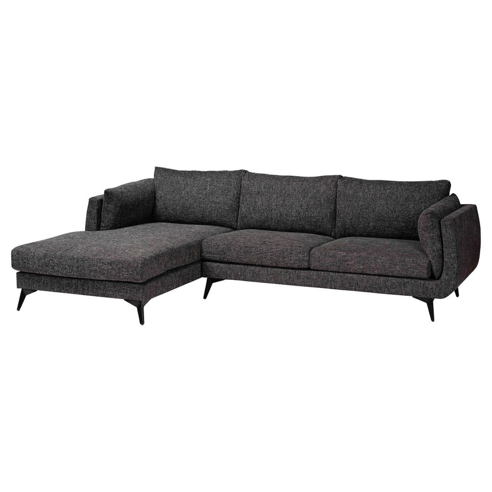 Baxton Studio Baxton Cantu Modern Left Facing Sectional Sofa in Gravel Twill - Stylish Comfort for Any Space Leni-Black-LFC