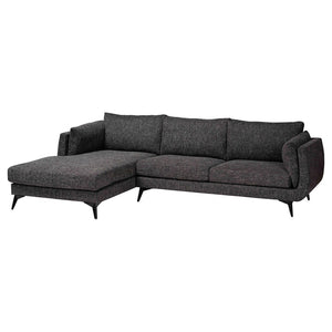 Baxton Studio Baxton Cantu Modern Left Facing Sectional Sofa in Gravel Twill - Stylish Comfort for Any Space Leni-Black-LFC