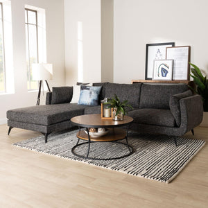 Baxton Studio Baxton Cantu Modern Left Facing Sectional Sofa in Gravel Twill - Stylish Comfort for Any Space Leni-Black-LFC