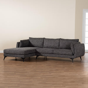 Baxton Studio Baxton Cantu Modern Left Facing Sectional Sofa in Gravel Twill - Stylish Comfort for Any Space Leni-Black-LFC