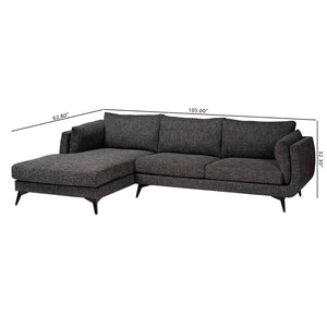 Baxton Studio Baxton Cantu Modern Left Facing Sectional Sofa in Gravel Twill - Stylish Comfort for Any Space Leni-Black-LFC
