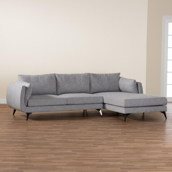 Baxton Studio Leni Modern Grey Twill Fabric Right Facing Sectional Sofa