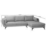 Baxton Studio Leni Modern Grey Twill Fabric Right Facing Sectional Sofa