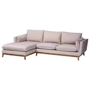 Baxton Studio Baxton Studio Olson Modern Beige Fabric Sectional Sofa - Stylish Left-Facing Chaise for Comfort Linanas-Beige/Hazelnut-LFC