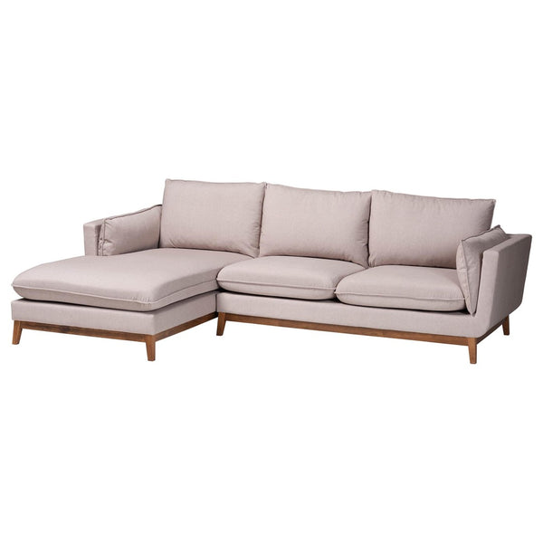 Baxton Studio Baxton Studio Olson Modern Beige Fabric Sectional Sofa - Stylish Left-Facing Chaise for Comfort Linanas-Beige/Hazelnut-LFC