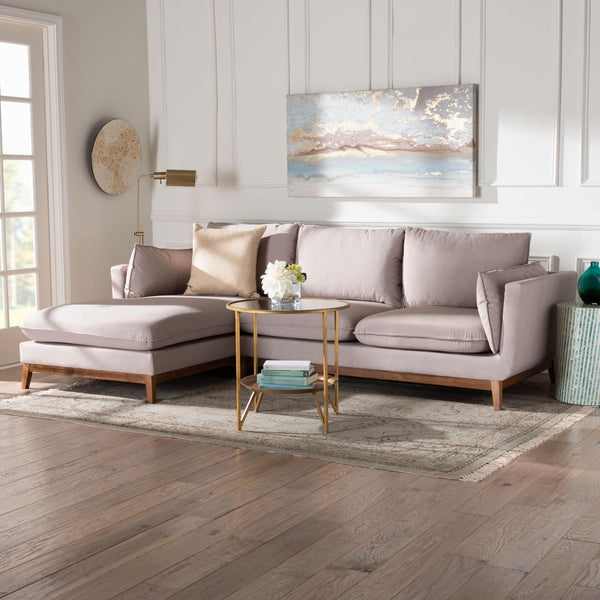 Baxton Studio Baxton Studio Olson Modern Beige Fabric Sectional Sofa - Stylish Left-Facing Chaise for Comfort Linanas-Beige/Hazelnut-LFC