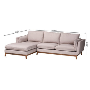 Baxton Studio Baxton Studio Olson Modern Beige Fabric Sectional Sofa - Stylish Left-Facing Chaise for Comfort Linanas-Beige/Hazelnut-LFC