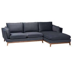 Baxton Studio Baxton Linanas Modern Dark Grey Right-Facing Sectional Sofa with Plush Comfort & Stylish Design Linanas-Dark Grey/Hazelnut-RFC
