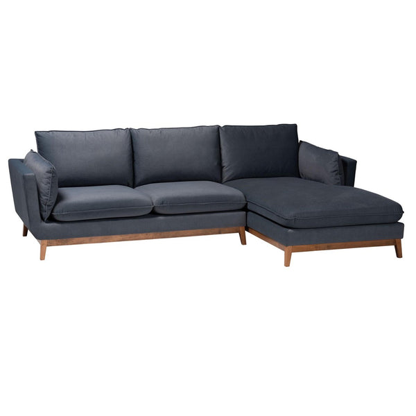Baxton Studio Baxton Linanas Modern Dark Grey Right-Facing Sectional Sofa with Plush Comfort & Stylish Design Linanas-Dark Grey/Hazelnut-RFC