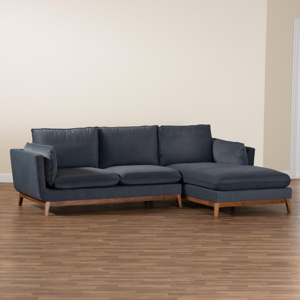 Baxton Studio Baxton Linanas Modern Dark Grey Right-Facing Sectional Sofa with Plush Comfort & Stylish Design Linanas-Dark Grey/Hazelnut-RFC