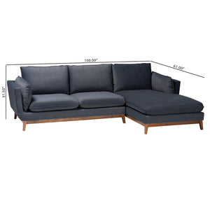 Baxton Studio Baxton Linanas Modern Dark Grey Right-Facing Sectional Sofa with Plush Comfort & Stylish Design Linanas-Dark Grey/Hazelnut-RFC