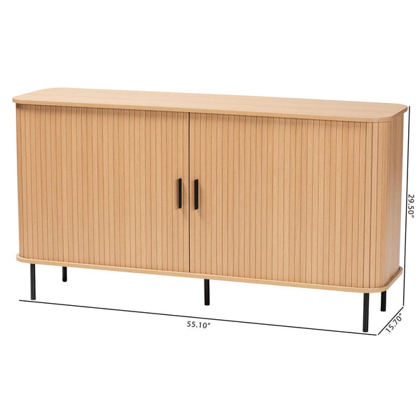 Baxton Studio Baxton Studio Lucia Fluted Wood Sideboard - Stylish Mid-Century Modern Buffet with Ample Storage Solutions LC23005-Tan-Sideboard