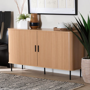 Baxton Studio Baxton Studio Lucia Fluted Wood Sideboard - Stylish Mid-Century Modern Buffet with Ample Storage Solutions LC23005-Tan-Sideboard