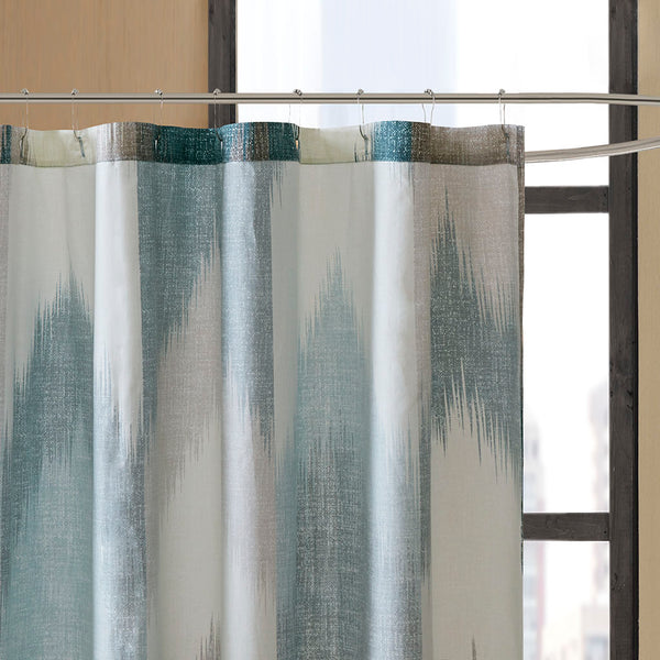 JLA Home INK+IVY - Cotton INK+IVY Alpine Collection Shower Curtain, 72"x72" 200TC Broken Chevron Aqua & Grey Elegance II70-779