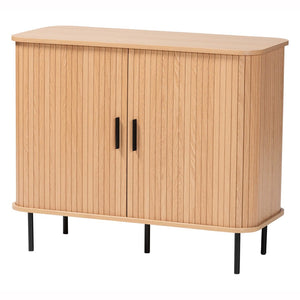 Baxton Studio Baxton Studio Lucia Fluted Wood Storage Cabinet - Chic Mid-Century Sideboard with Sliding Doors LC23011A-Tan-Sideboad