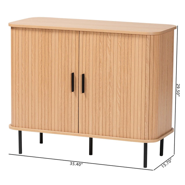 Baxton Studio Baxton Studio Lucia Fluted Wood Storage Cabinet - Chic Mid-Century Sideboard with Sliding Doors LC23011A-Tan-Sideboad
