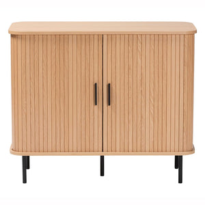 Baxton Studio Baxton Studio Lucia Fluted Wood Storage Cabinet - Chic Mid-Century Sideboard with Sliding Doors LC23011A-Tan-Sideboad