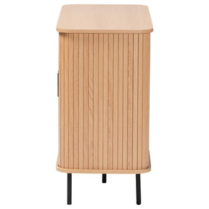 Baxton Studio Baxton Studio Lucia Fluted Wood Storage Cabinet - Chic Mid-Century Sideboard with Sliding Doors LC23011A-Tan-Sideboad