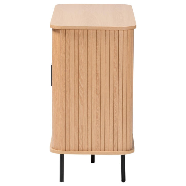 Baxton Studio Baxton Studio Lucia Fluted Wood Storage Cabinet - Chic Mid-Century Sideboard with Sliding Doors LC23011A-Tan-Sideboad