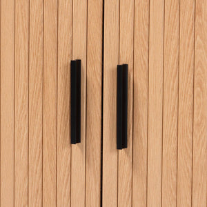Baxton Studio Baxton Studio Lucia Fluted Wood Storage Cabinet - Chic Mid-Century Sideboard with Sliding Doors LC23011A-Tan-Sideboad