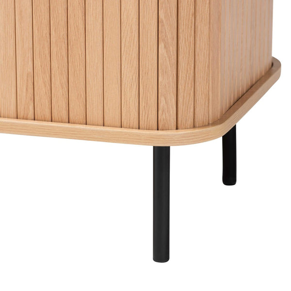 Baxton Studio Baxton Studio Lucia Fluted Wood Storage Cabinet - Chic Mid-Century Sideboard with Sliding Doors LC23011A-Tan-Sideboad