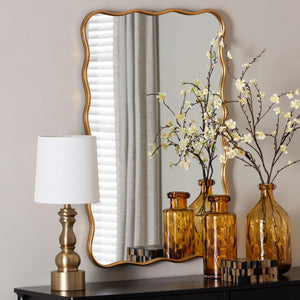 Baxton Studio Baxton Studio Cassara Gold Scalloped Wall Mirror - Elegant Vintage Accent for Living Room & Entryway RXW-10969-Mirror