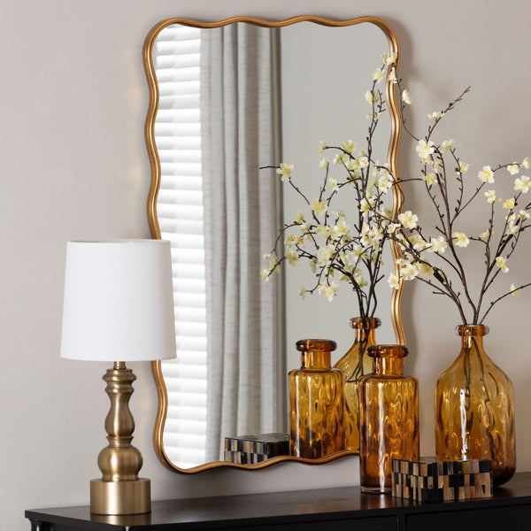 Baxton Studio Baxton Studio Cassara Gold Scalloped Wall Mirror - Elegant Vintage Accent for Living Room & Entryway RXW-10969-Mirror