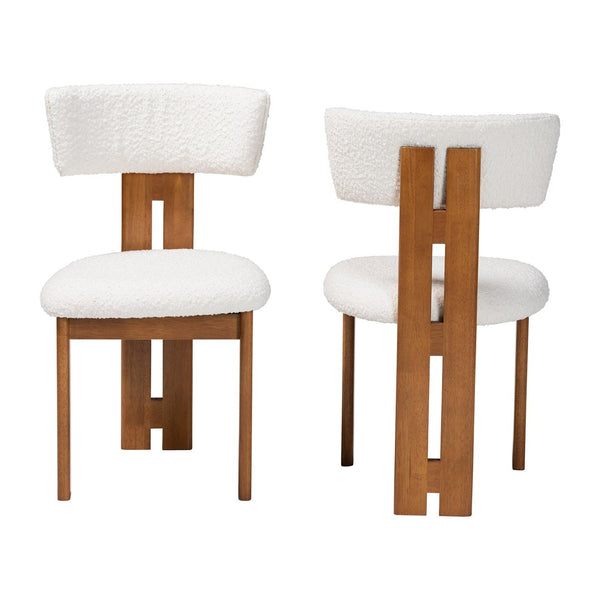 Baxton Studio Baxton Studio Kyren Modern Cream Boucle Dining Chair Set - Cozy, Stylish 2-Piece Design for Elegance BBT5538-Walnut/Cream-DC