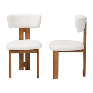 Baxton Studio Baxton Studio Kyren Modern Cream Boucle Dining Chair Set - Cozy, Stylish 2-Piece Design for Elegance BBT5538-Walnut/Cream-DC