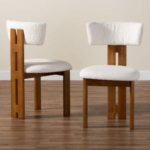 Baxton Studio Baxton Studio Kyren Modern Cream Boucle Dining Chair Set - Cozy, Stylish 2-Piece Design for Elegance BBT5538-Walnut/Cream-DC