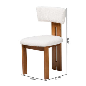 Baxton Studio Baxton Studio Kyren Modern Cream Boucle Dining Chair Set - Cozy, Stylish 2-Piece Design for Elegance BBT5538-Walnut/Cream-DC