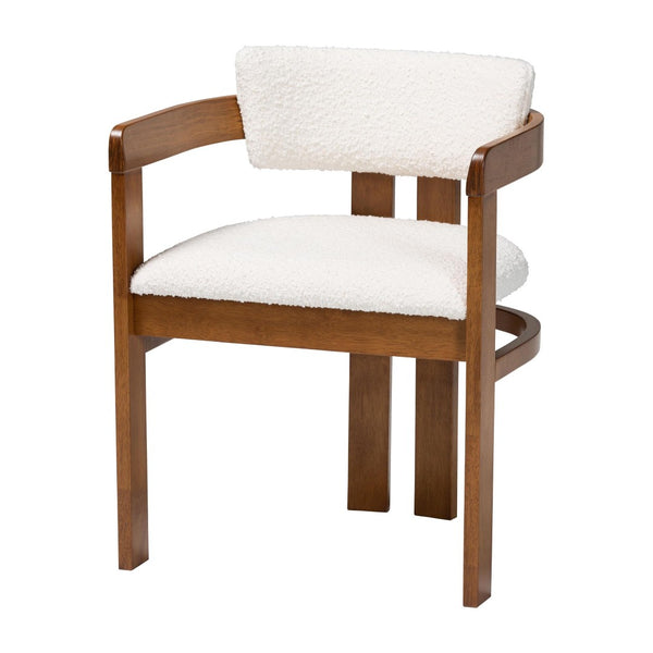 Baxton Studio Baxton Studio Carice Modern Cream Boucle Dining Chair - Stylish Comfort with Ergonomic Support & Design BBT5539-Walnut/Cream-DC