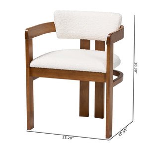 Baxton Studio Baxton Studio Carice Modern Cream Boucle Dining Chair - Stylish Comfort with Ergonomic Support & Design BBT5539-Walnut/Cream-DC