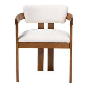 Baxton Studio Baxton Studio Carice Modern Cream Boucle Dining Chair - Stylish Comfort with Ergonomic Support & Design BBT5539-Walnut/Cream-DC