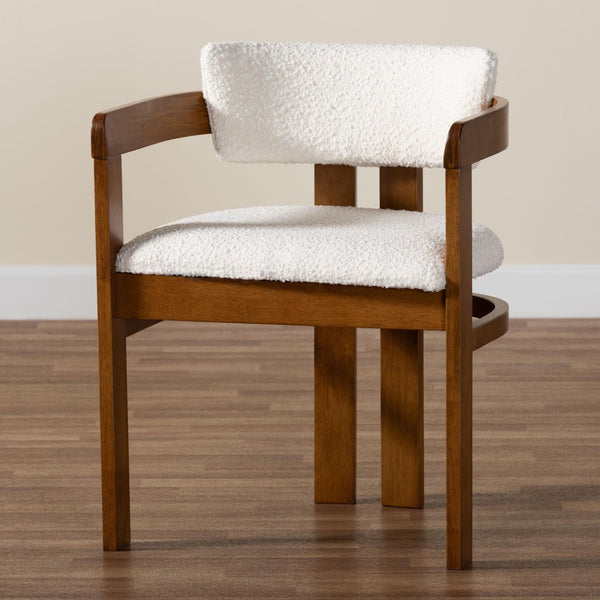 Baxton Studio Baxton Studio Carice Modern Cream Boucle Dining Chair - Stylish Comfort with Ergonomic Support & Design BBT5539-Walnut/Cream-DC