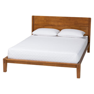Baxton Studio Baxton Aldith Japandi Queen Platform Bed – Minimalist Design, Tool-Free Assembly, and Cozy Comfort BBT61232-Tooless-Walnut-Queen