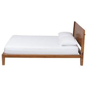 Baxton Studio Baxton Aldith Japandi Queen Platform Bed – Minimalist Design, Tool-Free Assembly, and Cozy Comfort BBT61232-Tooless-Walnut-Queen
