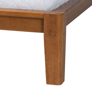 Baxton Studio Baxton Aldith Japandi Queen Platform Bed – Minimalist Design, Tool-Free Assembly, and Cozy Comfort BBT61232-Tooless-Walnut-Queen