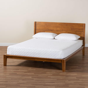 Baxton Studio Baxton Aldith Japandi Queen Platform Bed – Minimalist Design, Tool-Free Assembly, and Cozy Comfort BBT61232-Tooless-Walnut-Queen