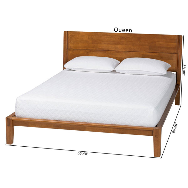 Baxton Studio Baxton Aldith Japandi Queen Platform Bed – Minimalist Design, Tool-Free Assembly, and Cozy Comfort BBT61232-Tooless-Walnut-Queen