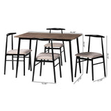 Baxton Studio Arnold Modern Industrial Beige Fabric and Metal Dining Set