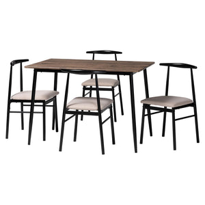 Baxton Studio Arnold Modern Industrial Beige Fabric and Metal Dining Set