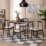 Baxton Studio Arnold Modern Industrial Beige Fabric and Metal Dining Set